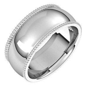 14K White 8 mm Beaded Comfort-Fit Band Size 11 - Siddiqui Jewelers