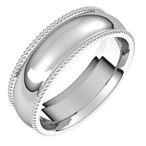 10K White 6 mm Beaded Comfort-Fit Band Size 12.5 - Siddiqui Jewelers