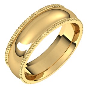 18K Yellow 6 mm Beaded Comfort-Fit Band Size 9 - Siddiqui Jewelers