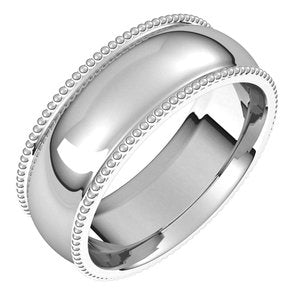 14K White 7 mm Beaded Comfort-Fit Band Size 10 - Siddiqui Jewelers