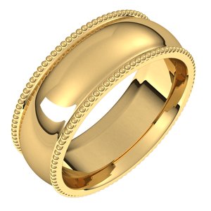 14K Yellow 7 mm Beaded Comfort-Fit Band Size 11 - Siddiqui Jewelers