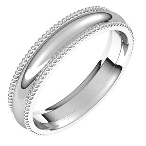 Platinum 4 mm Beaded Comfort-Fit Band Size 9 - Siddiqui Jewelers