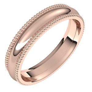 14K Rose 4 mm Beaded Comfort-Fit Band Size 6 - Siddiqui Jewelers