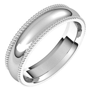 Platinum 5 mm Beaded Comfort-Fit Band Size 10 - Siddiqui Jewelers