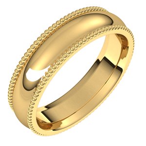 14K Yellow 5 mm Beaded Comfort-Fit Band Size 9.5 - Siddiqui Jewelers