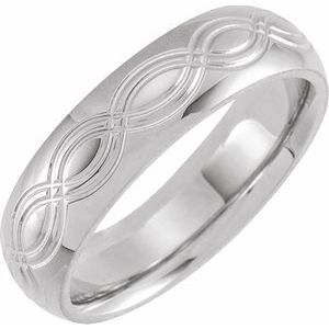 14K White 6 mm Infinity Patterned Band Size 10 - Siddiqui Jewelers