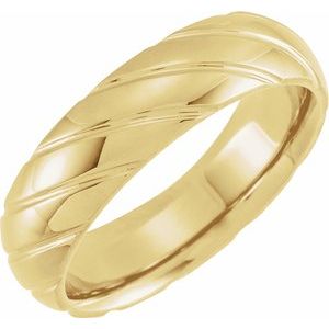 14K Yellow 6 mm Grooved Band Size 11 - Siddiqui Jewelers