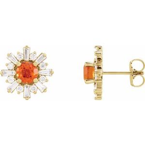 14K Yellow  Fire Opal & 3/4 CTW Diamond Earrings - Siddiqui Jewelers