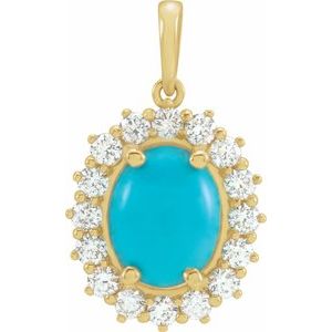14K Yellow Turquoise & 1/2 CTW Diamond Pendant - Siddiqui Jewelers