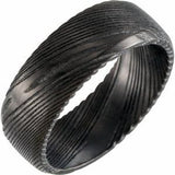 Black Damascus Steel 8 mm Patterned Band Size 8 - Siddiqui Jewelers