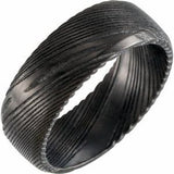 Black Damascus Steel 8 mm Patterned Band Size 12.5 - Siddiqui Jewelers