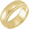 14K Yellow 8 mm Half Round Band with Hammer Finish & Milgrain Size 10 - Siddiqui Jewelers