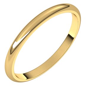 14K Yellow 2 mm Half Round Band Size 6 - Siddiqui Jewelers
