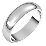 Platinum 5 mm Half Round Band Size 6 - Siddiqui Jewelers