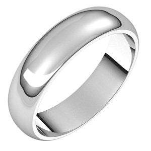 Platinum 5 mm Half Round Band Size 6 - Siddiqui Jewelers