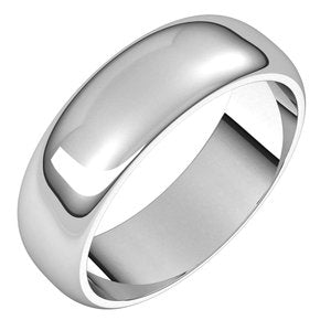 Platinum 6 mm Half Round Band Size 6 - Siddiqui Jewelers