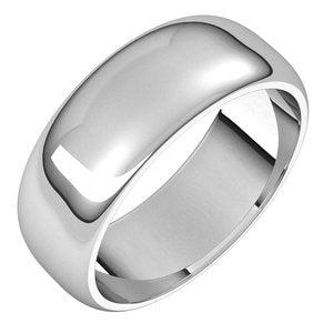 14K White 7 mm Half Round Band Size 6 - Siddiqui Jewelers
