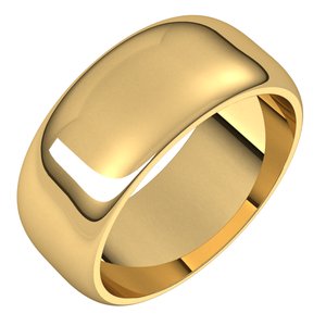 14K Yellow 8 mm Half Round Band Size 6 - Siddiqui Jewelers