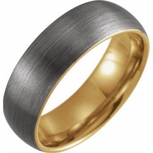 18K Yellow Gold PVD Tungsten 8 mm Half Round Band Size 11 with Satin Finish - Siddiqui Jewelers