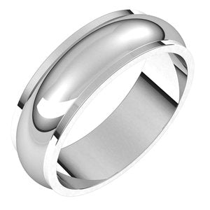 14K White 6 mm Half Round Edge Band Size 8 - Siddiqui Jewelers