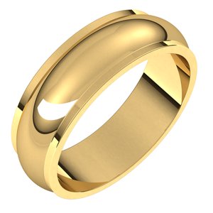 10K Yellow 6 mm Half Round Edge Band Size 7.5 - Siddiqui Jewelers