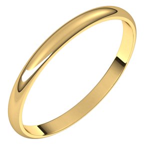 10K Yellow 2 mm Half Round Ultra-Light Band Size 8.5 - Siddiqui Jewelers