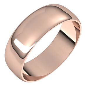 14K Rose 6 mm Half Round Ultra-Light Band Size 9 - Siddiqui Jewelers
