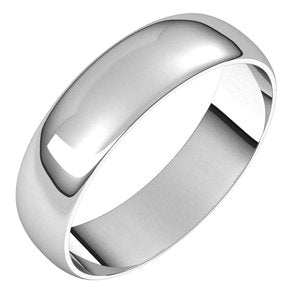 10K White 5 mm Half Round Ultra-Light Band Size 10.5 - Siddiqui Jewelers