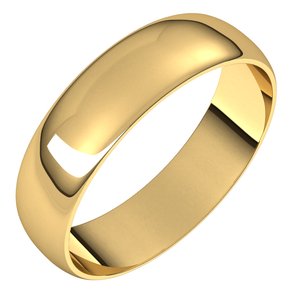 10K Yellow 5 mm Half Round Ultra-Light Band Size 11 - Siddiqui Jewelers