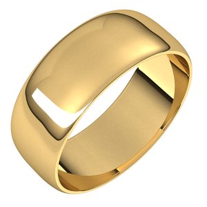 14K Yellow 7 mm Half Round Ultra-Light Band Size 6 - Siddiqui Jewelers