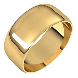 18K Yellow 8 mm Half Round Ultra-Light Band Size 8 - Siddiqui Jewelers
