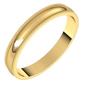 14K Yellow 3 mm Milgrain Half Round Light Band Size 7 - Siddiqui Jewelers