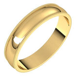 14K Yellow 4 mm Milgrain Half Round Light Band Size 12 - Siddiqui Jewelers