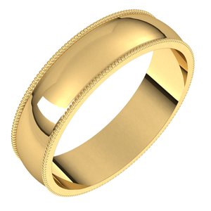 14K Yellow 5 mm Milgrain Half Round Light Band Size 13 - Siddiqui Jewelers