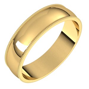 14K Yellow 5 mm Milgrain Half Round Light Band Size 8 - Siddiqui Jewelers