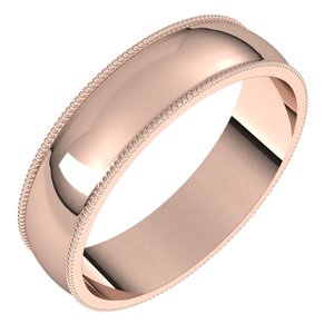 14K Rose 5 mm Milgrain Half Round Light Band Size 7.5 - Siddiqui Jewelers