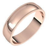 14K Rose 5 mm Milgrain Half Round Light Band Size 10 - Siddiqui Jewelers