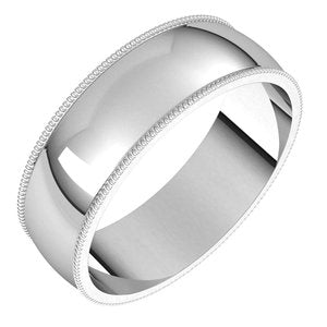 14K White 6 mm Milgrain Half Round Light Band Size 8.5 - Siddiqui Jewelers