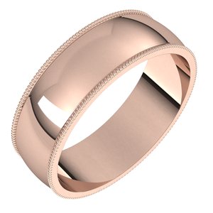 14K Rose 6 mm Milgrain Half Round Light Band Size 7 - Siddiqui Jewelers