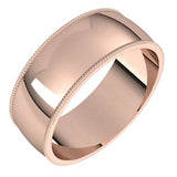 14K Rose 7 mm Milgrain Half Round Light Band Size 10.5 - Siddiqui Jewelers