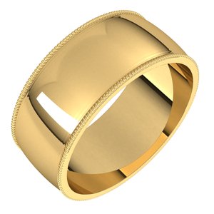 18K Yellow 8 mm Milgrain Half Round Light Band Size 13.5 - Siddiqui Jewelers