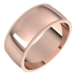 14K Rose 8 mm Milgrain Half Round Light Band Size 7 - Siddiqui Jewelers