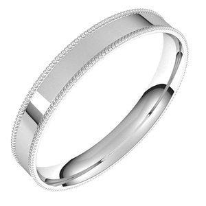 10K White 3 mm Milgrain Flat Comfort Fit Band Size 7.5 - Siddiqui Jewelers