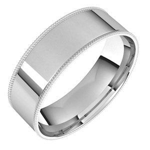 14K White 6 mm Milgrain Flat Comfort Fit Band Size 11 - Siddiqui Jewelers