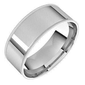 14K White 7 mm Milgrain Flat Comfort Fit Band Size 11 - Siddiqui Jewelers