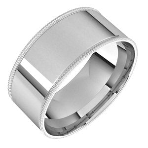 10K White 8 mm Milgrain Flat Comfort Fit Band Size 8 - Siddiqui Jewelers