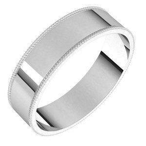 14K White 5 mm Milgrain Flat Comfort Fit Band Size 9.5 - Siddiqui Jewelers