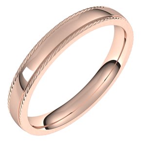 14K Rose 3 mm Rope Half Round Comfort Fit Band Size 10 - Siddiqui Jewelers