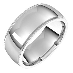 14K White 8 mm Rope Half Round Comfort Fit Band Size 7 - Siddiqui Jewelers