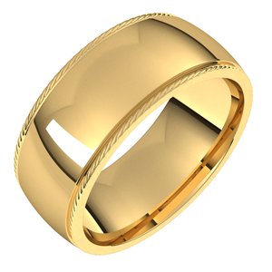 10K Yellow 8 mm Rope Half Round Comfort Fit Band Size 13 - Siddiqui Jewelers